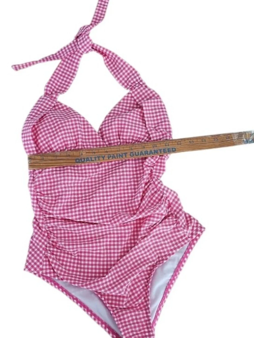 Draper James RSVP Pink Gingham One Piece Swimsuit XS Retro Pinup Chic Beach